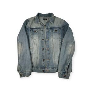 Request Premium‎ Denim Jacket Distressed Light Wash Jean Jacket